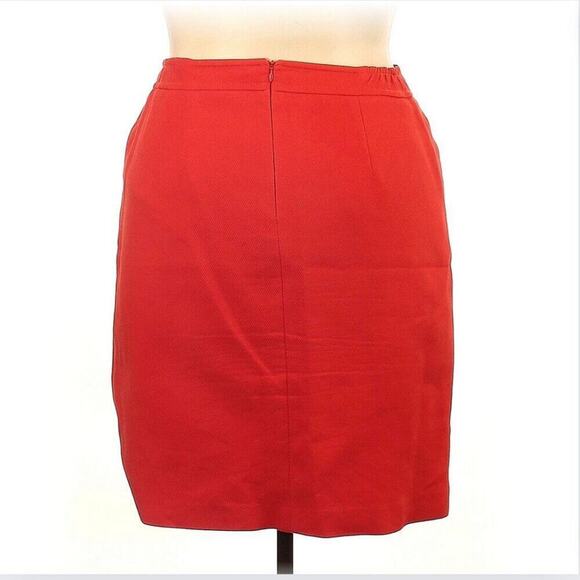 Talbots Red Tulip Skirt Cotton Lined Gold Buttons 2 Pockets Sz 14W Holiday Party - Picture 2 of 13